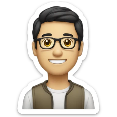 man-glasses-shortblackhair-kind-Chinese-smalleyes-smile sticker