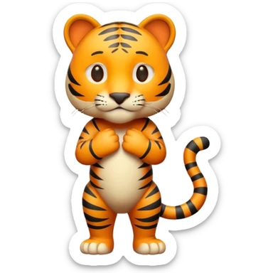 Cute tiger emoji, full body, standing pose, 3D emoji style sticker