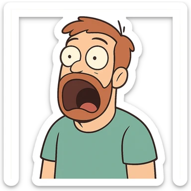 a surprised man with his mouth wide open, cartoon style sticker