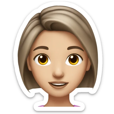 white light brunette girl, light brown eyed, with highlighter, blush and long lashes sticker