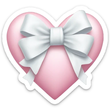 Pastel pink heart with white bow sticker