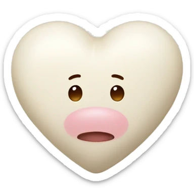 A heart of milk-colored, teddy-like soft material. sticker