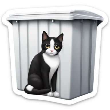 Tuxedo cat in a dumpster  sticker