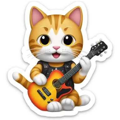 cat playing guitar sticker