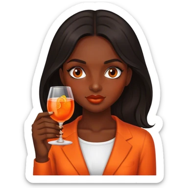 dark hair girl with aperol sticker