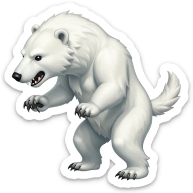 Polar bear with sabertooth fangs and a wolf’s tail; full body sticker