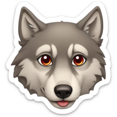 Wolf in love with heart in his eyes sticker