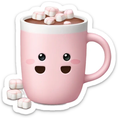 Light Pink mug of hot chocolate with marshmallows  sticker