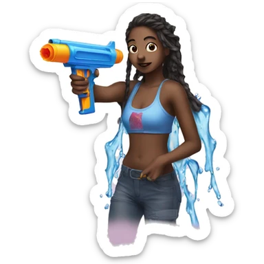 Water gun with mad girl sticker