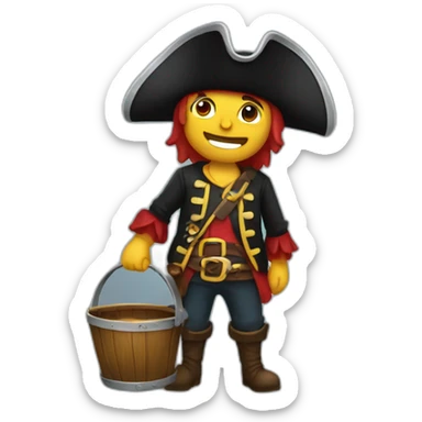 A pirate with a bucket in their hand sticker