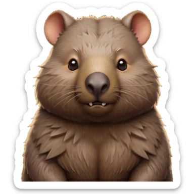 Cinematic Noble Wombat Portrait Emoji, Poised and regal, with a stout, muscular build and a dense, shaggy fur of earthy brown, deep-set soulful eyes with a hint of gruff wisdom, Simplified yet sharp and sophisticated features, highly detailed, glowing with a warm, dignified glow, high shine, intelligent and sturdy, stylized with an air of bushland majesty, focused and attentive, soft glowing outline, capturing the essence of a watchful and confident burrower, so majestic it feels as though it could plod out of the screen with effortless authority! sticker