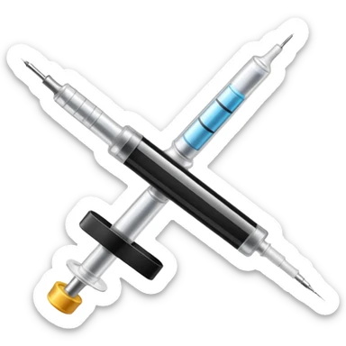 Syringe with black tape over it.
 sticker
