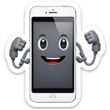 a mobile Phone with arms to the side of the phone flexing sticker