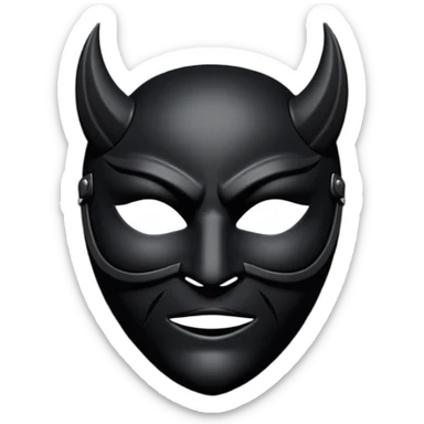 Minimal emoji, gothic mask forged from matte black leather, emotionless expression, smooth heavy surface, subtle leather texture, deep shadows, no glow, no neon, flat emoji style, centered sticker