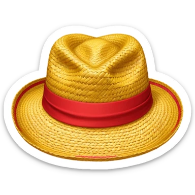 Straw hat  yellow and red sticker
