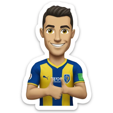 cartoonized Cristiano Ronaldo in Al Nassr jersey shows thumbs up sticker