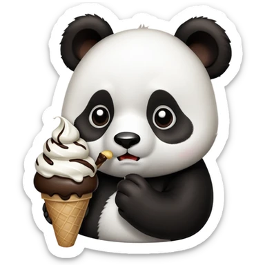 A panda eating ice cream because they’re upset that their mom’s coming home sticker