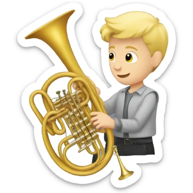 blonde boy with French horn sticker