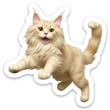 cream coloured maine coon doing a cartwheel sticker