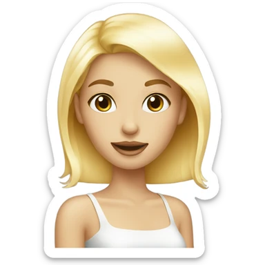 a blond girl applying gloss sticker