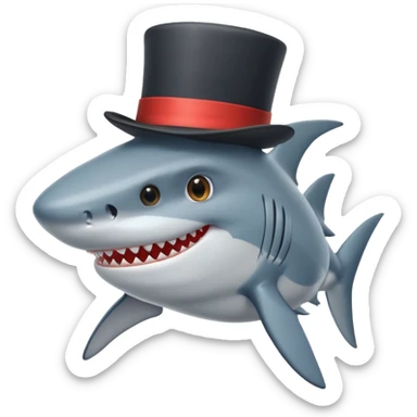 Shark with a top hat sticker