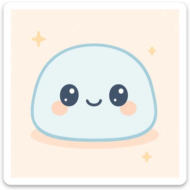 kawaii mochi dessert with a smiling face sticker