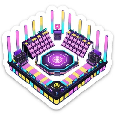 night electronic music festival stage from air sticker