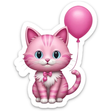 Make a pink cat with a balloon head sticker