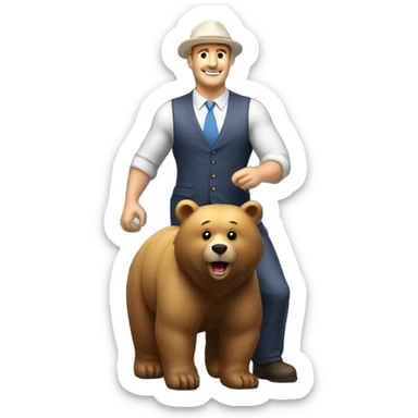 Solar salesman riding a bear next to a solar panel  sticker