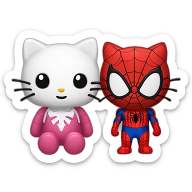 hello-kitty-and-spiderman sticker