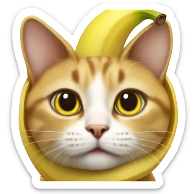 A cat wearing a real banana costume  sticker