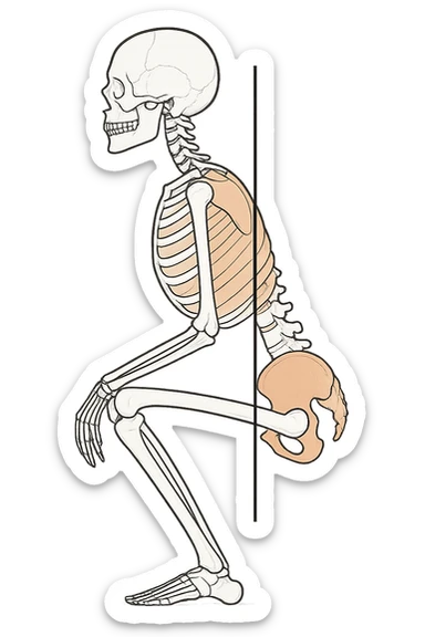 Allineamento visto anatomicamente durante uno squat tra bacino e torace sticker