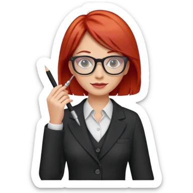 tailor woman with red hair and glasses sticker
