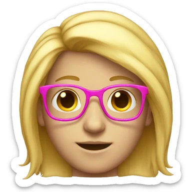 Nerd with pink glasses and long blond hairs sticker