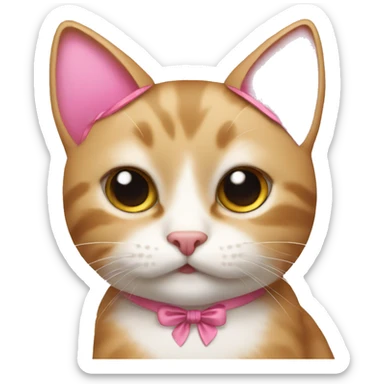 cat with pink bow  sticker
