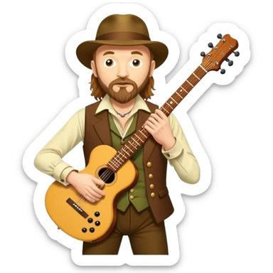 Jethro Tull (Band): A legendary British progressive rock band led by Ian Anderson, named after the 18th-century agriculturist. jethro holds an elecric guitar sticker