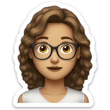 tired girl with brown hair and glasses sticker