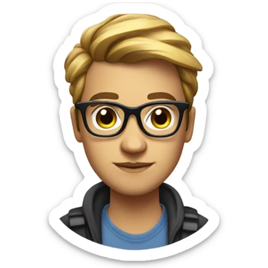 Face of youtuber about gamedev, like Dani, in cool glasses sticker