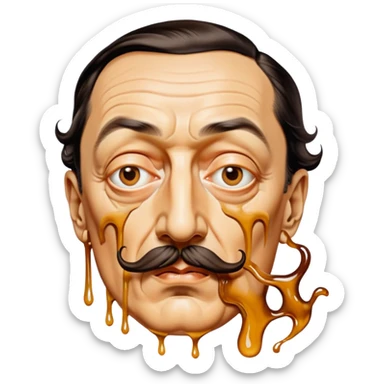 Salvadore dali with melting moustache portrait sticker