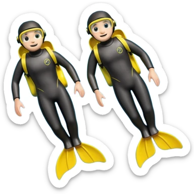 A 3D cartoon pair of diving flippers on a white background, shiny rubber texture, Memoji-style rendering. sticker
