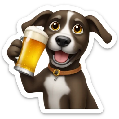 Dog drinking beer sticker