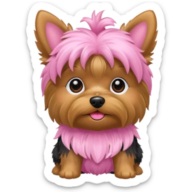 toy yorkie dog wearing pink sticker