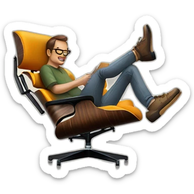 UX Designer sitting in an eames lounge chair  sticker