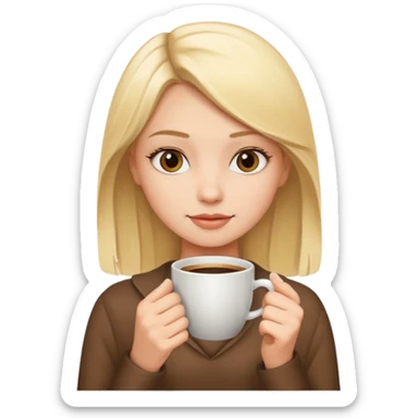 Beautiful blond girl holding a cup of coffee  sticker