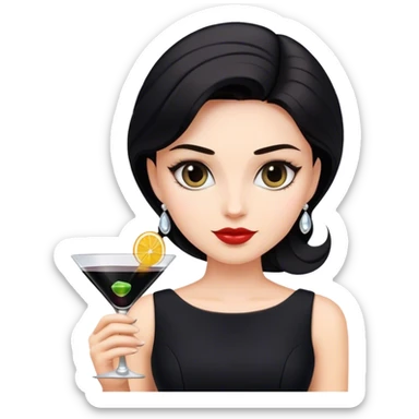 woman in a black cocktail dress sticker