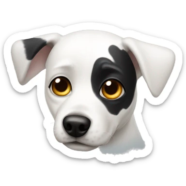 White Dog with black patches covering eyes and standing up ears sticker