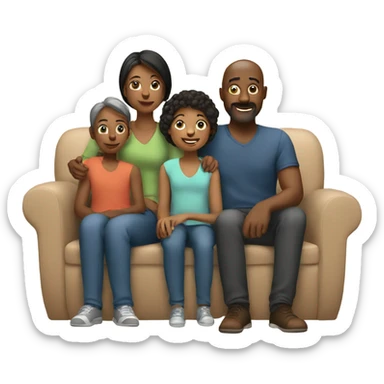 family sitting at home sticker
