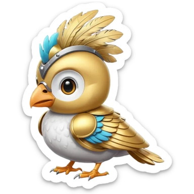 cute toon bird with head armor sticker