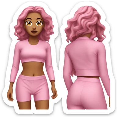 pink co-ord set with white crop top inside sticker