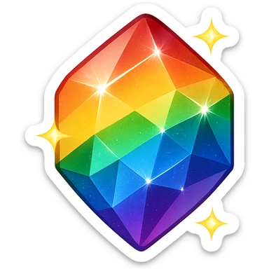 gay pride emoji, rainbow crystal, sparkling and colorful, no background sticker
